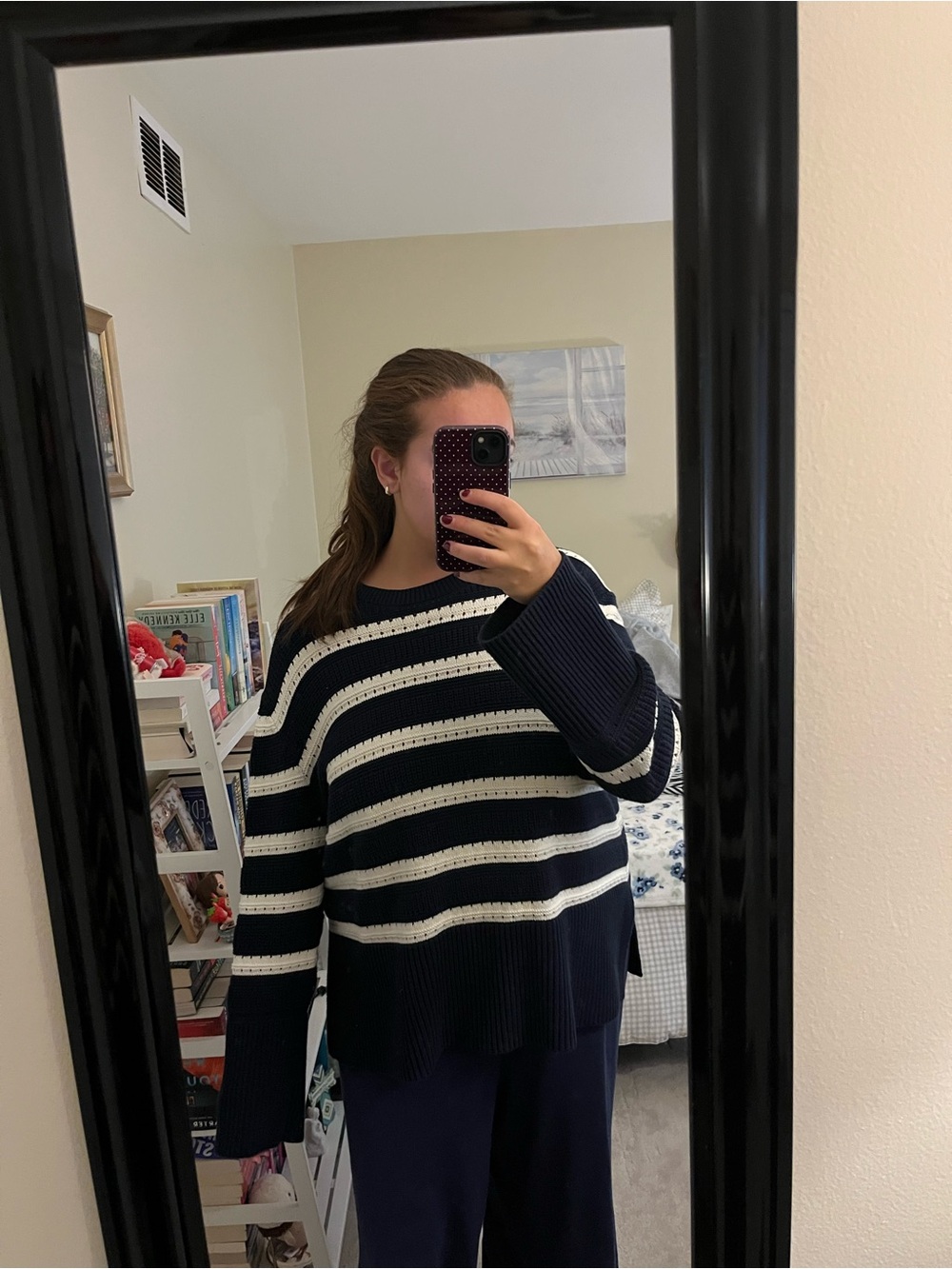 Gap White and Navy Oversized Sweater
